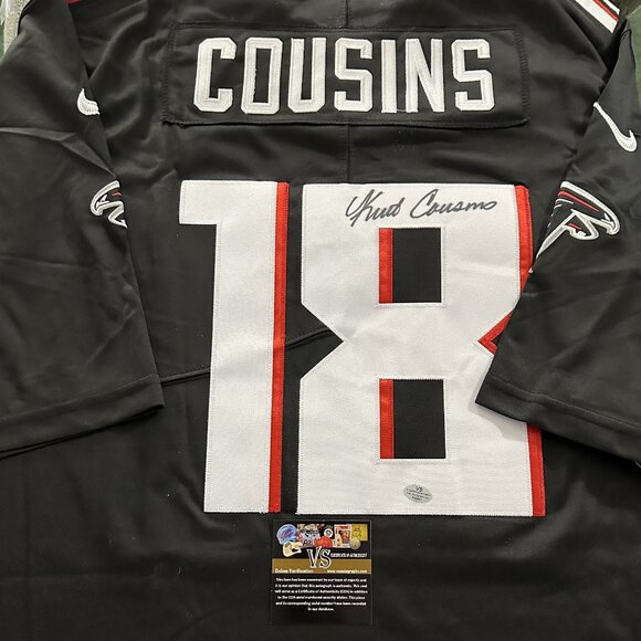 KIRK COUSINS SIGNED ATLANTA FALCONS BLACK NIKE JERSEY AUTOGRAPHED W/COA 601